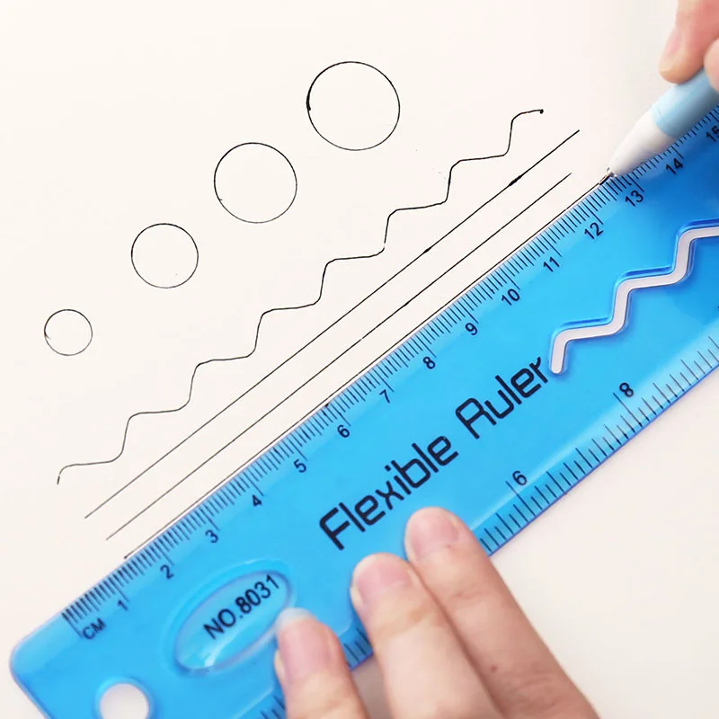 2 Pcs Multicolour Flexible Soft Ruler Creative 30cm Straight Rulers Plastic Drawing Tools Student Stationery Supplies