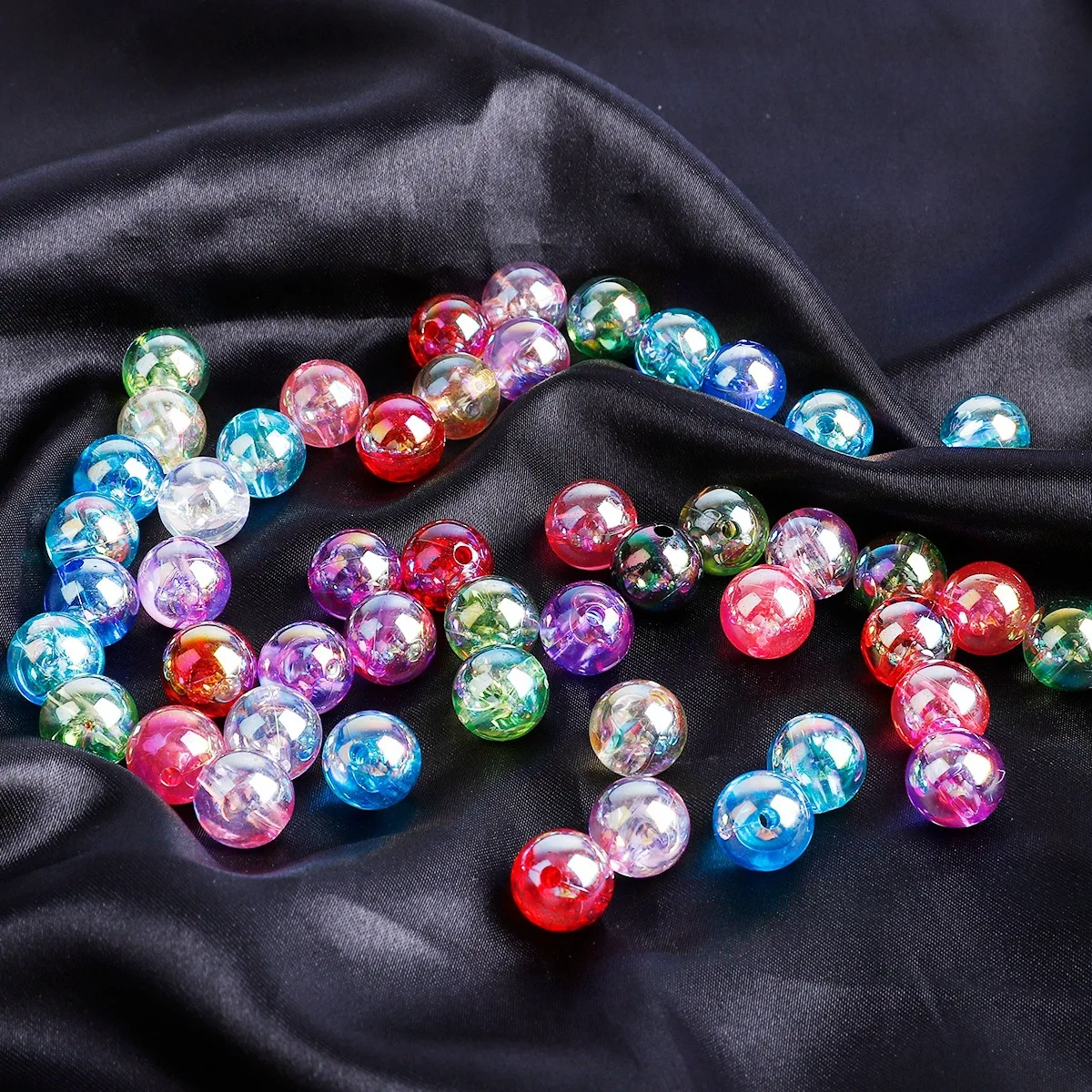 6 8 10mm Rainbow AB Color Acrylic Beads  Clear Plastic Round Beads Loose Spacer Beads for Jewelry Making DIY Bracelet Necklace