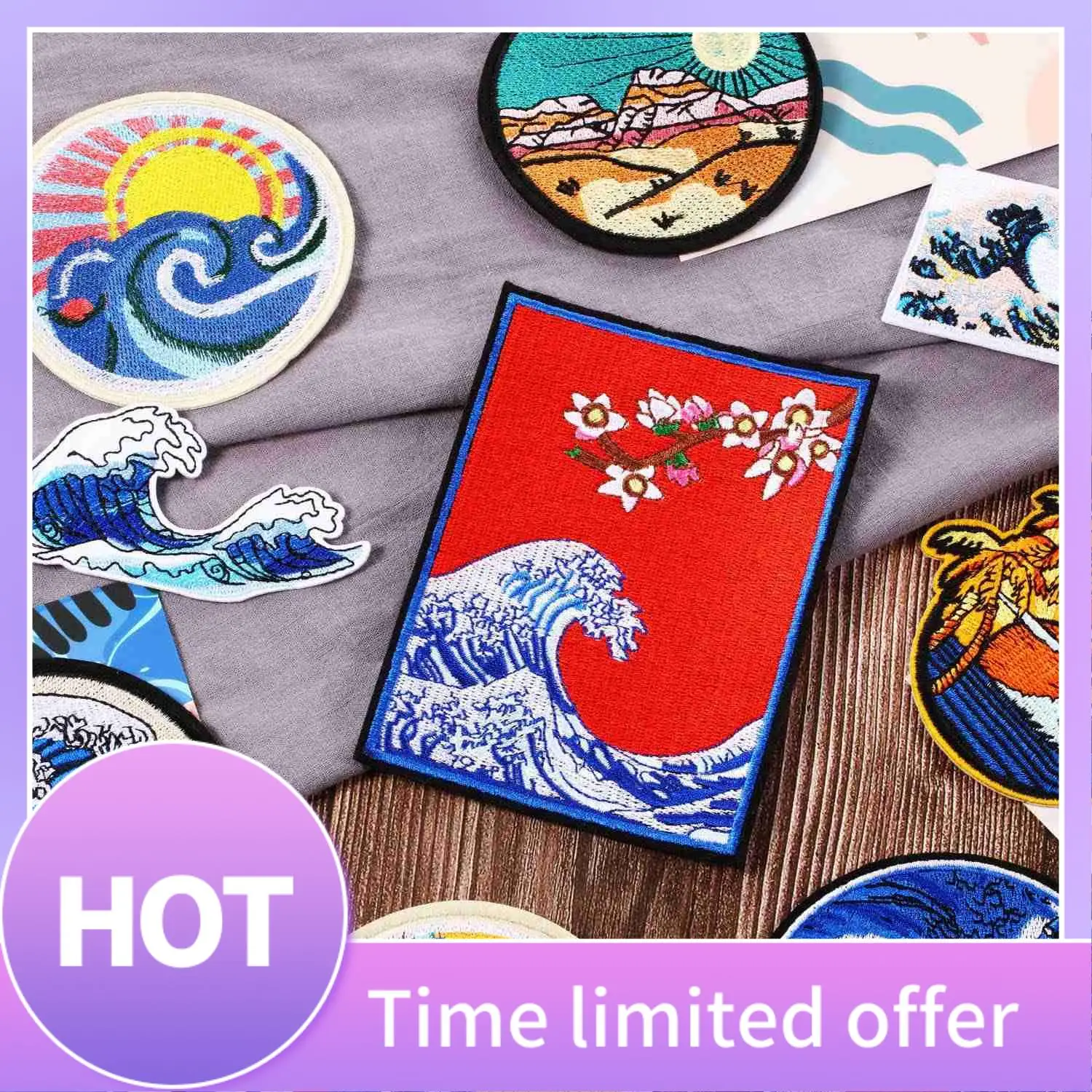 

B69C 12 шт. волна Off Kanagawa патч вышитая аппликация значок железо на пришивке эмблема для рукоделия, украшения и одежды своими руками, платья