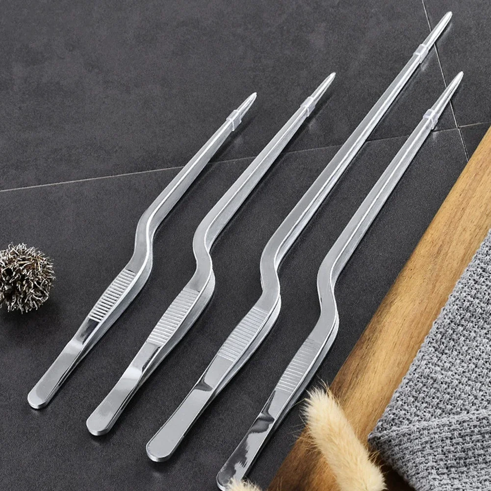 1Pc Stainless Steel Tweezers Plating Chef Food Tweezer BBQ Clip Seafood Barbecue Tongs Serving Presentation Kitchen Tool