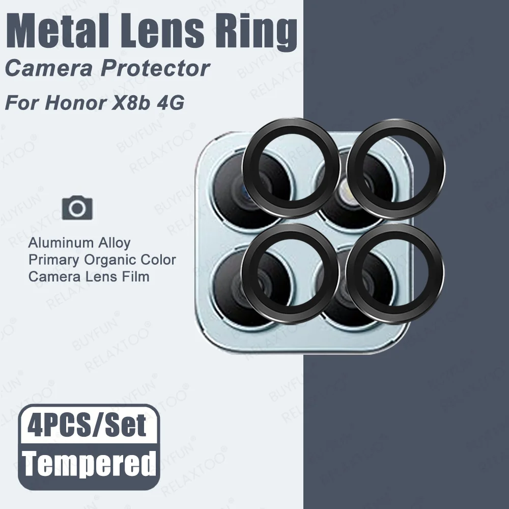 Alloy Metal Lens Glass Ring Case For Honor X8b HonorX8b HonorX8 Honar Honer Hono X8 B X 8b 4G Back Cover Camera Screen Protector