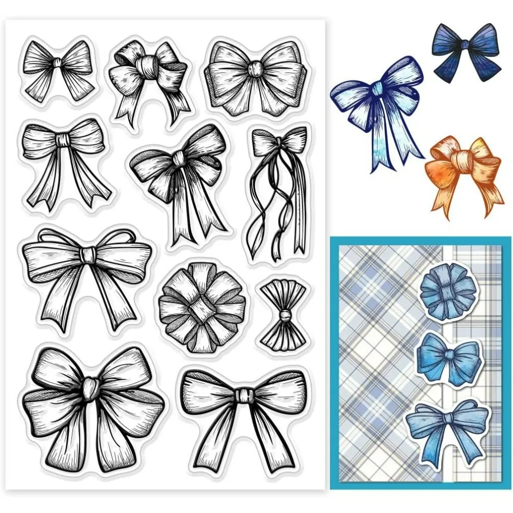 Bow Tie Sketch Clear Stamps for Cards Making Lace Bowknot Clear Stamp Seals Transparent Stamps for DIY Scrapbooking Photo Album