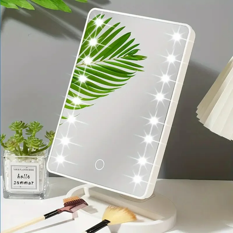 مرآة مكياج تعمل باللمس 16LED مع سطوع قابل للتعديل، ضوء 3 سرعات، تصميم قابل للدوران للسفر، النوم، غرفة النوم، سطح المكتب والزينة