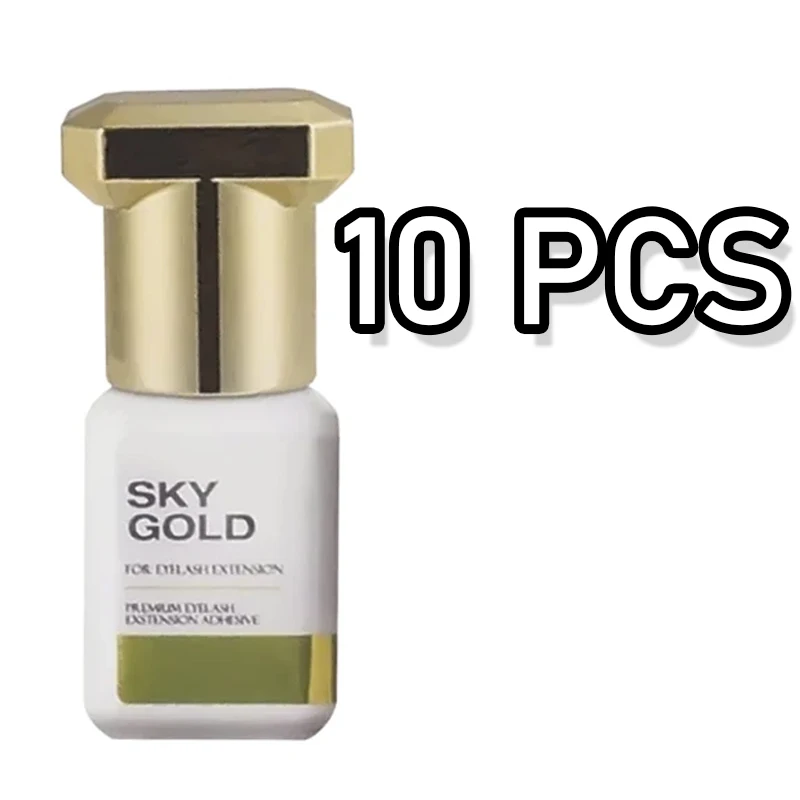 10 Bottles SKY Gold Glue For Eyelash Extension Fast Drying Korea False Lash Glue 5ml Makeup Tools Supplies Adhesive Beauty Shop