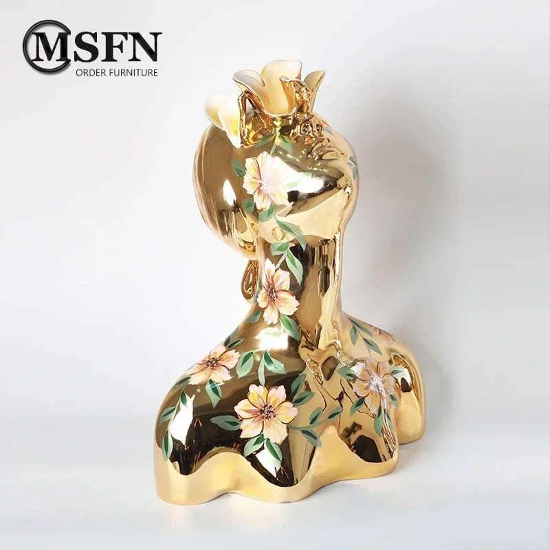 Modern Creative Flower Season Electroplating Figure Decoration Living Entrance