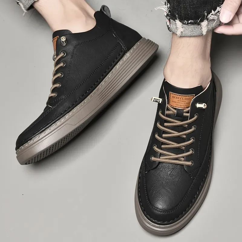 2025 Tenis Trainers Men Outdoor Shoes Warm Winter Flats Genuine Leather Vulcanized Sneakers Trend Casual Leather Footwear