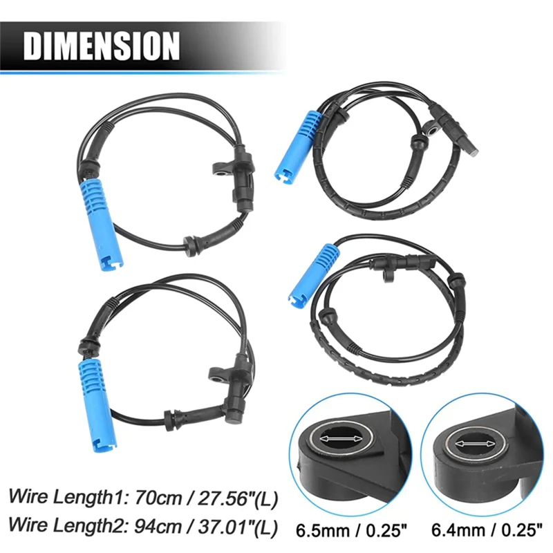A30F-4PCS BMW E39 525 528 540 용 자동차 왼쪽 및 오른쪽 ABS 센서 34526756375 34526756376
