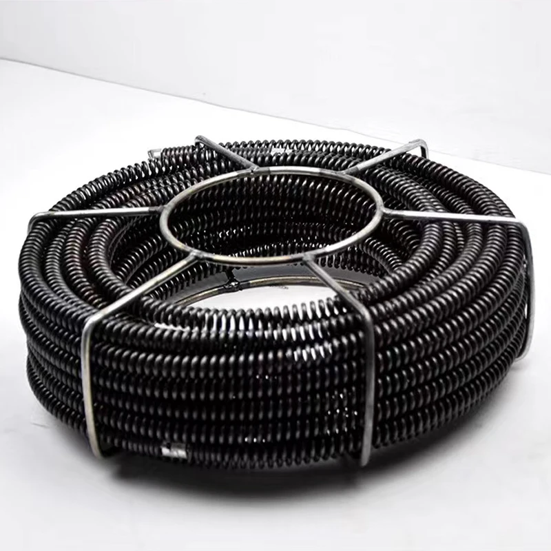 20M Length Household Drain Pipe Dredger Extension Spring Set Sewer Dredger Compression Spring With Connector 16mm Out Diameter