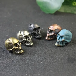 Bullet Hole Skull Skeleton Knife Bead Lanyard Pendant Brass Punk Horror Ghost Head Figurines EDC DIY Paracord Bracelet Accessory