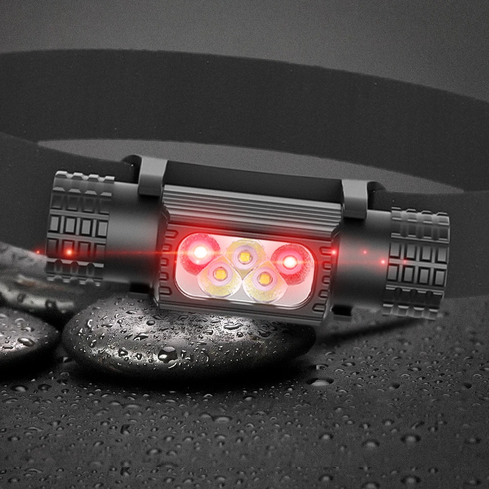 LED Mini Headlamp High Power White Red Memory Headlight 18650 Rechargeable USB Type-C Torch Camping Hunting Flashlight Lamp