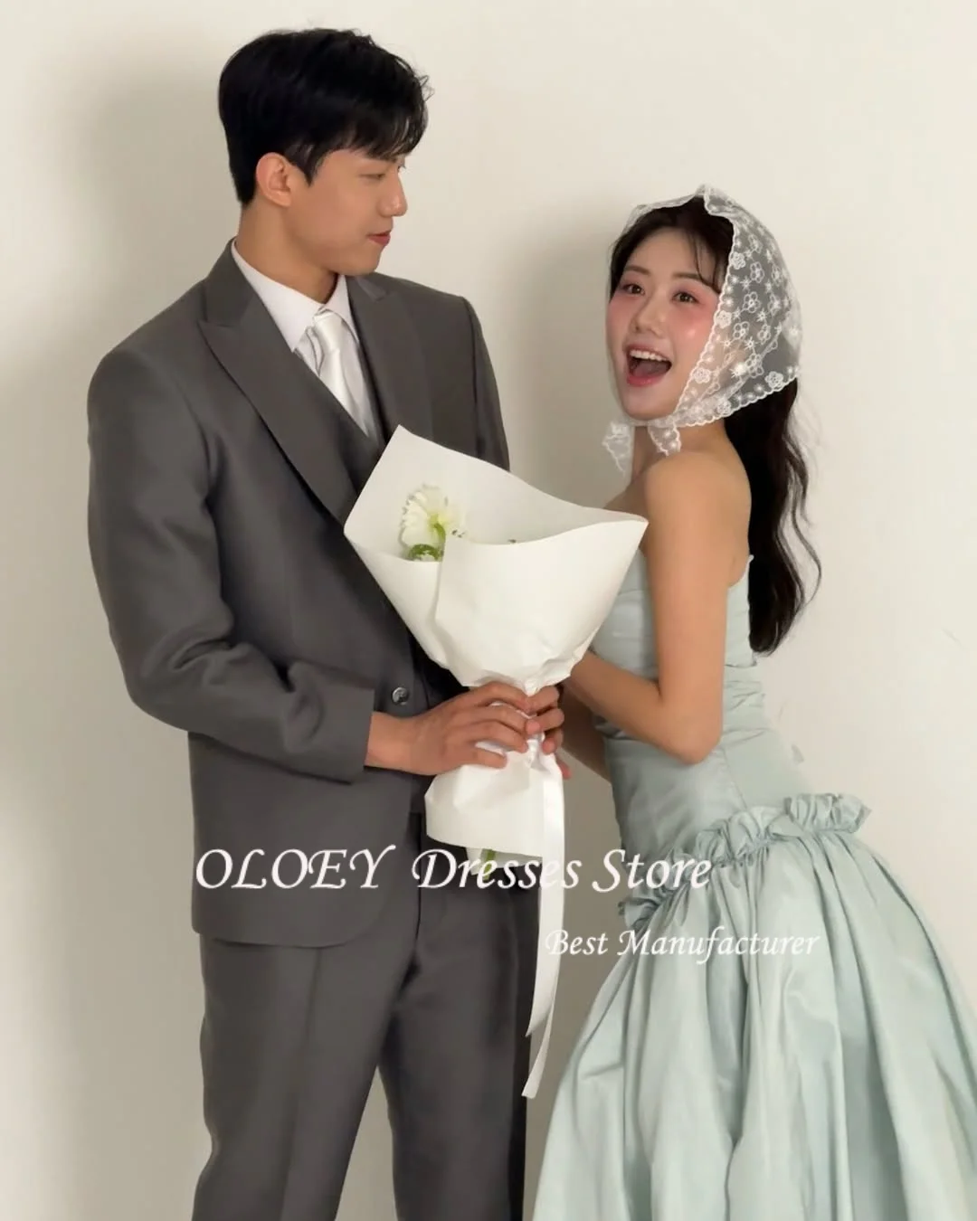 OLOEY Simple A-line Korea Wedding Dress Photo Shoot Sleeveless Prom Formal Party Gown Custom Made 웨딩드레스 vestidos de noiva