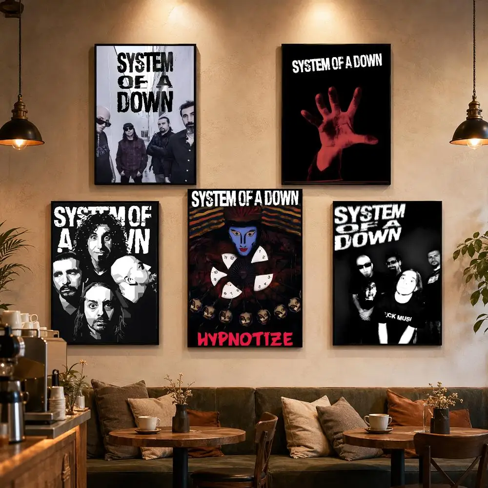 S-System Of A Down Band Poster Self-adhesive Art Waterproof Paper Sticker Coffee House Bar Dorm Room Wall Decor