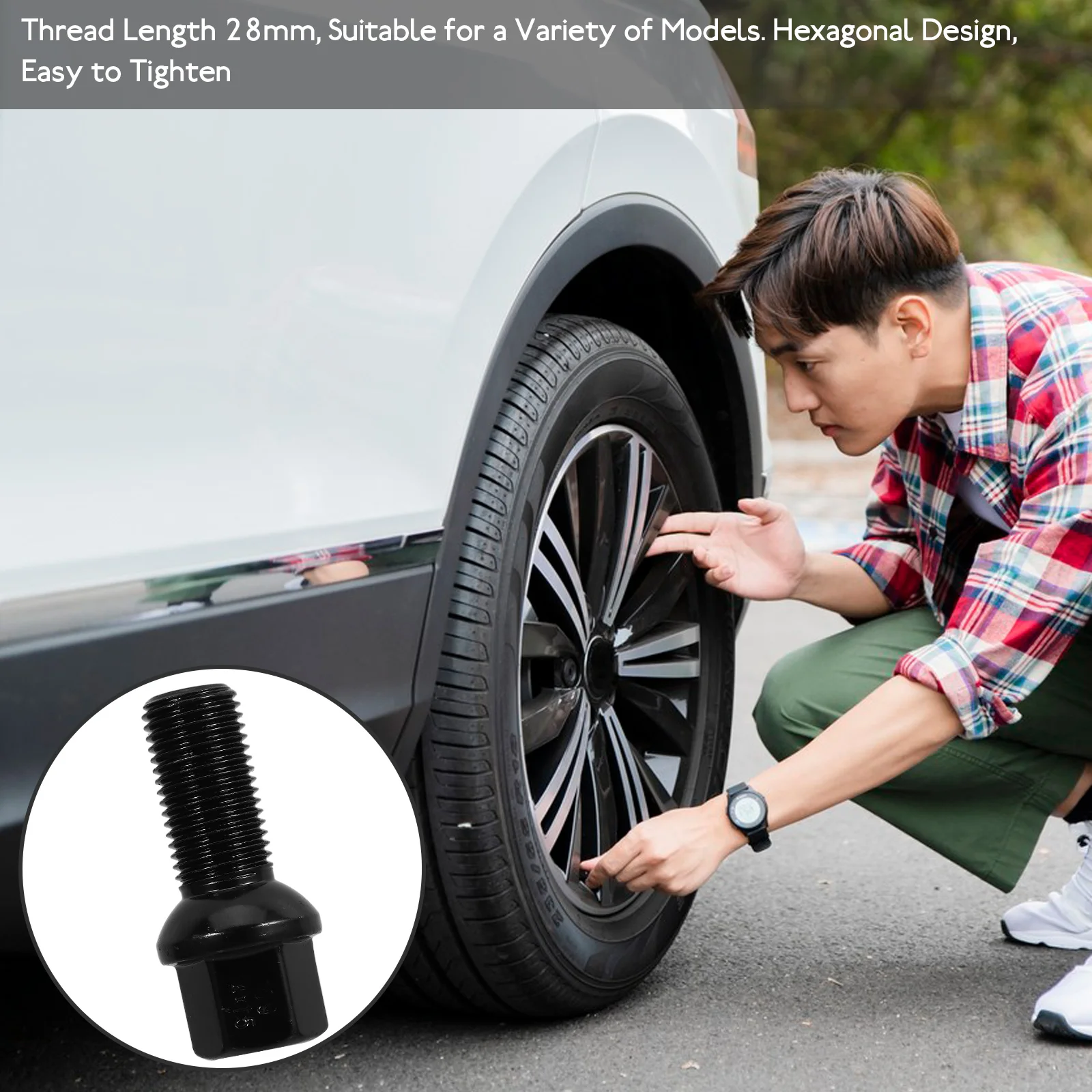 

6pcs Tire Wheel M14x1.5 Black Extended Car Vehicle Lug Bolts Nut Hub Accessories Screws Bolts for Wheels