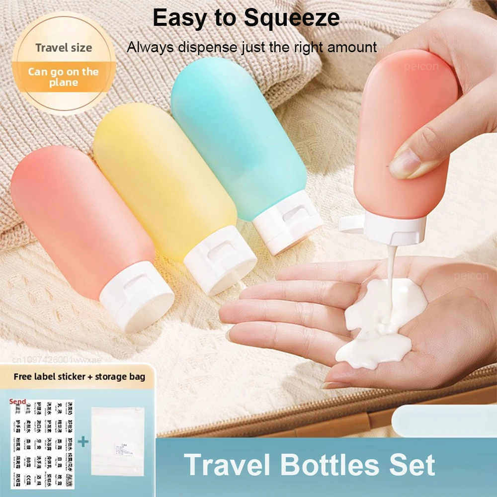 4PCS 60ml/100ml 여행용 휴대용 리필 용 병 로션 병 빈 화장품 액체 용기 스퀴즈 튜브 샴푸 병