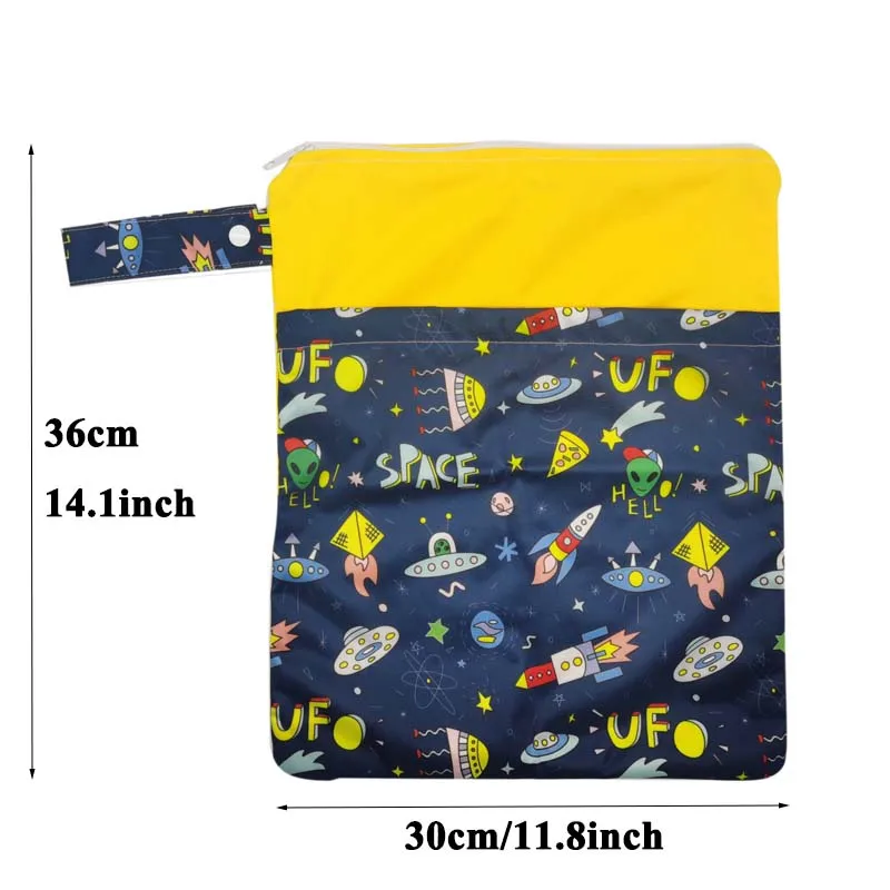 30*36cm Baby Diaper Nappy Wet Dry Bag With Two Zippered Pockets Waterproof Reusable Washable Portable Beach Pool Gym Storage Bag