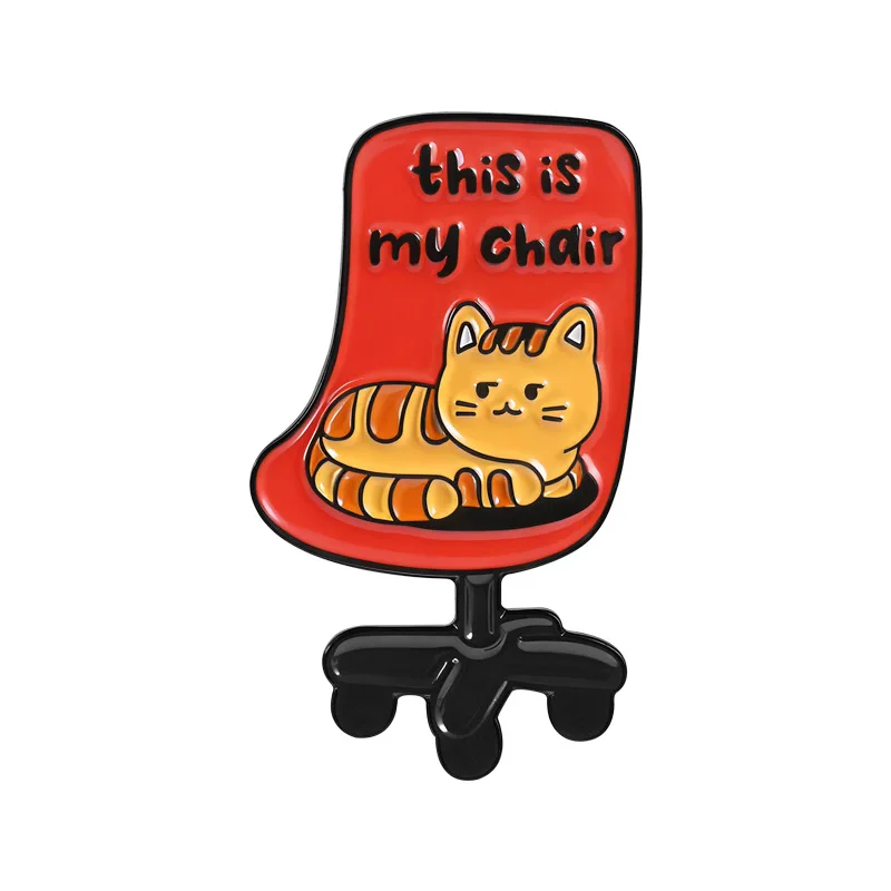 This Is My Chair Cat Fan Club Enamel Pins Neighborhood Watch Cat Window Cute Cartoon Cat Brooch Lapel Badges Jewelry Kids Gift