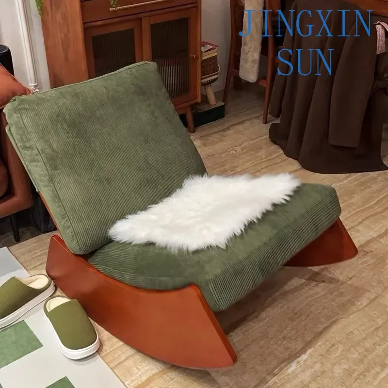 Nordic style simple solid wood retro rocking chair balcony home leisure lazy sofa living room single recliner