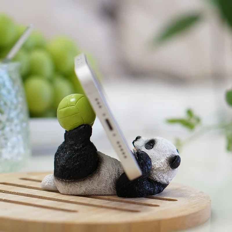 

Panda Piggy Bunny Figurines For Interior Universal Cell Mobile Phone Stand Holder Resin Sculpture Statue Home Office Desk Decor