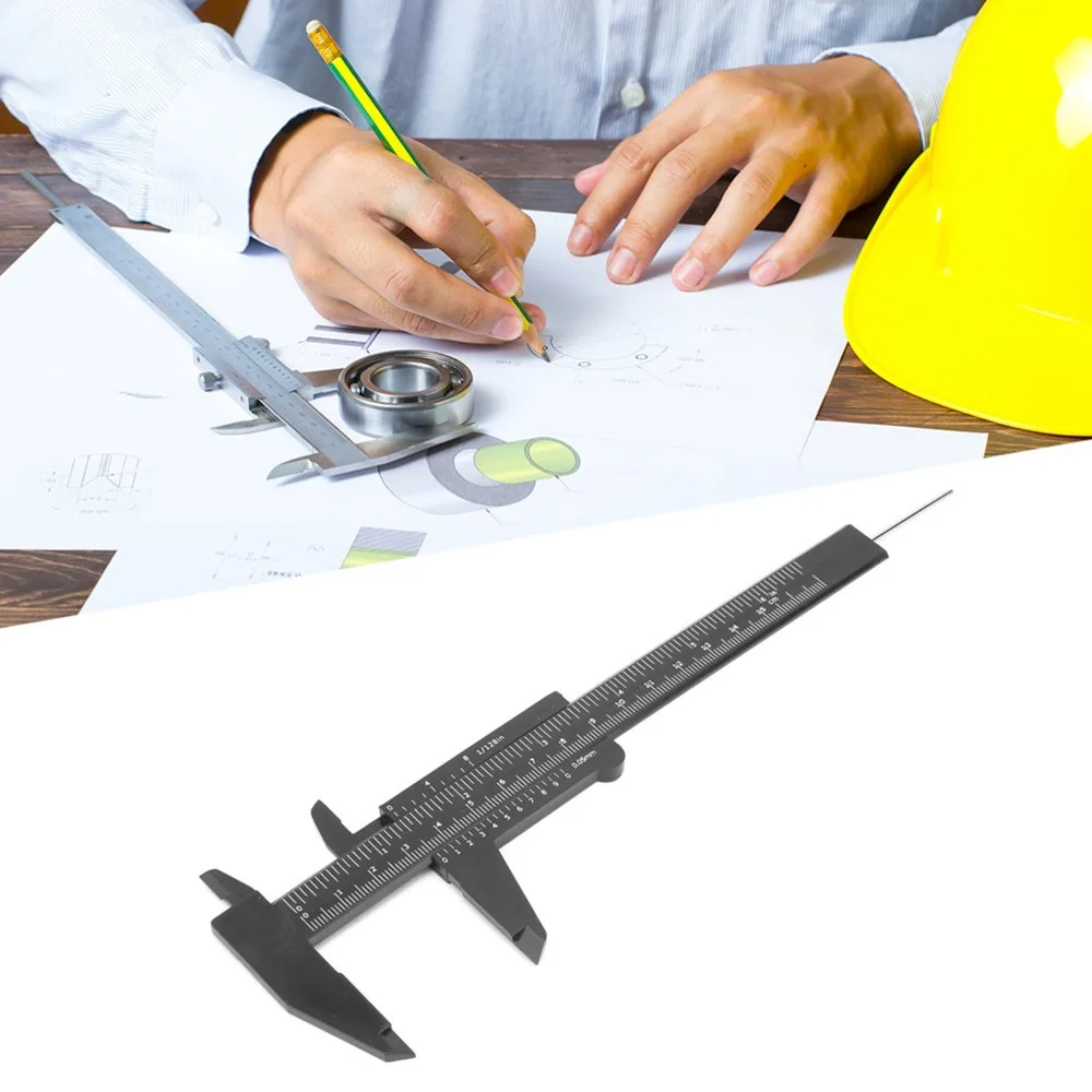 Plastic Vernier Caliper 0.5mm Accuracy 150mm Length Double Scale Measuring Tool Fast Read Design Double Scale