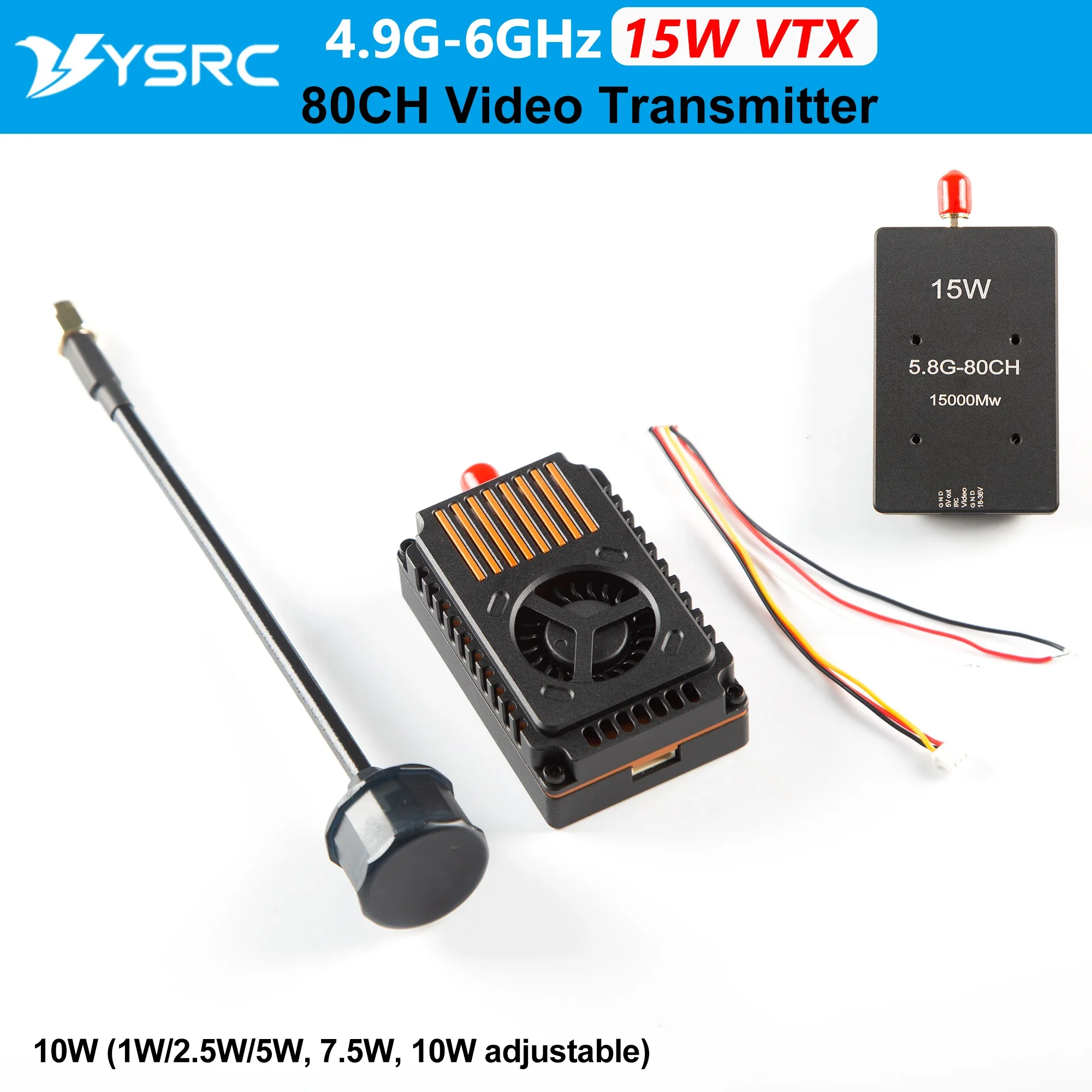 VoltS4.9G-6GHz 15W VTX 15000mW Transmitter Transmitting Module 80CH DC 18V-36V IRC Tramp Long Range For RC Drone Racing/Fixed-wi