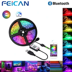 LED Strip Light 5050 USB Bluetooth Music Flexible Lamp Tape RGB Ribbon 1M 2M 3M 4M 5M DC 5V Decoration TV BackLight