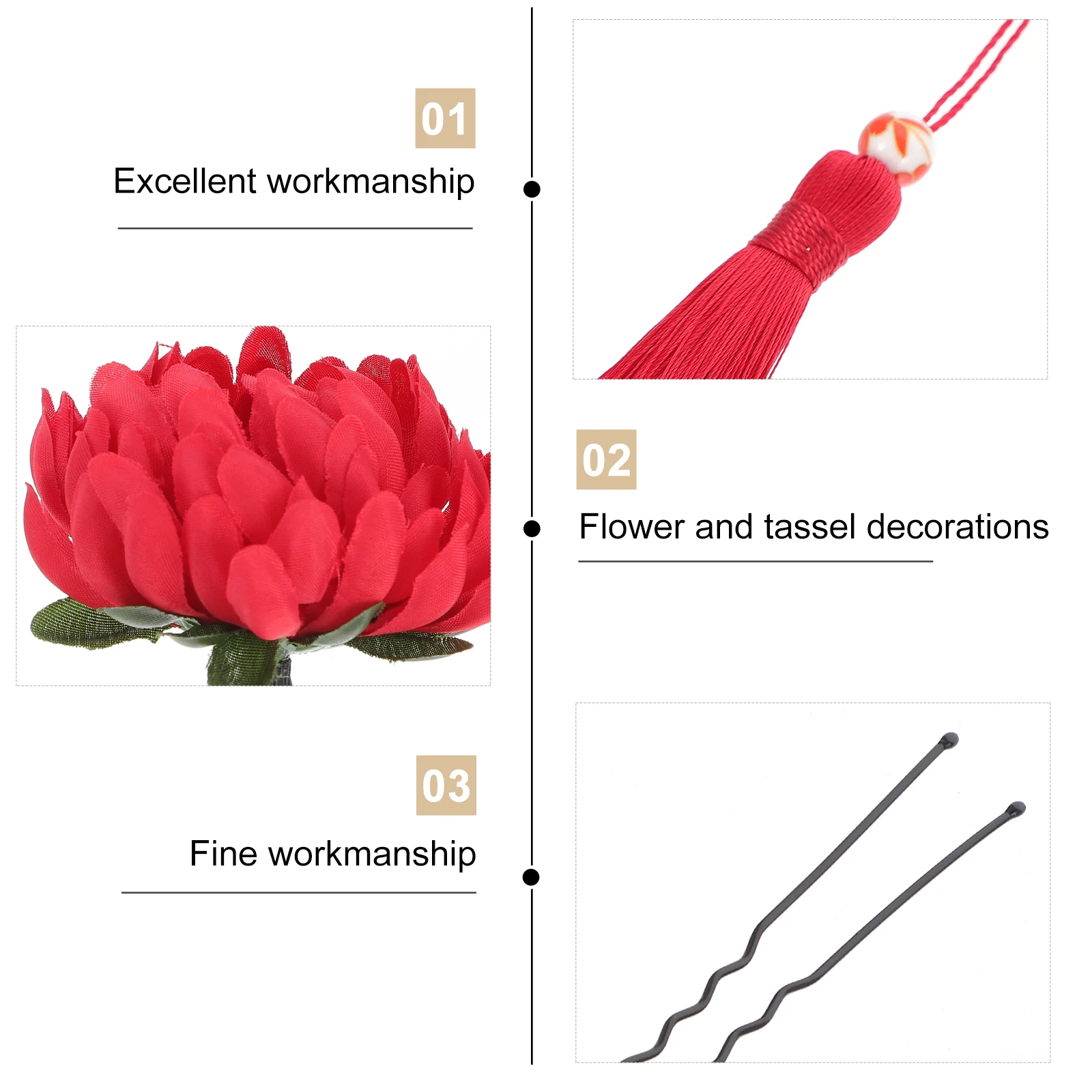 

9 Pcs Chrysanthemum Hairpin Silk Polyester Ceramic Alloy Claw Clip Flower Tassel Kimono Hairstyle Photo Travel Accessories