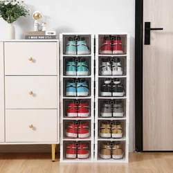 1PC Transparent Shoe Box 6 Layers Foldable Shoes Box Stackable Free Combination Shoe Rack Dustproof Footwear Organize Container