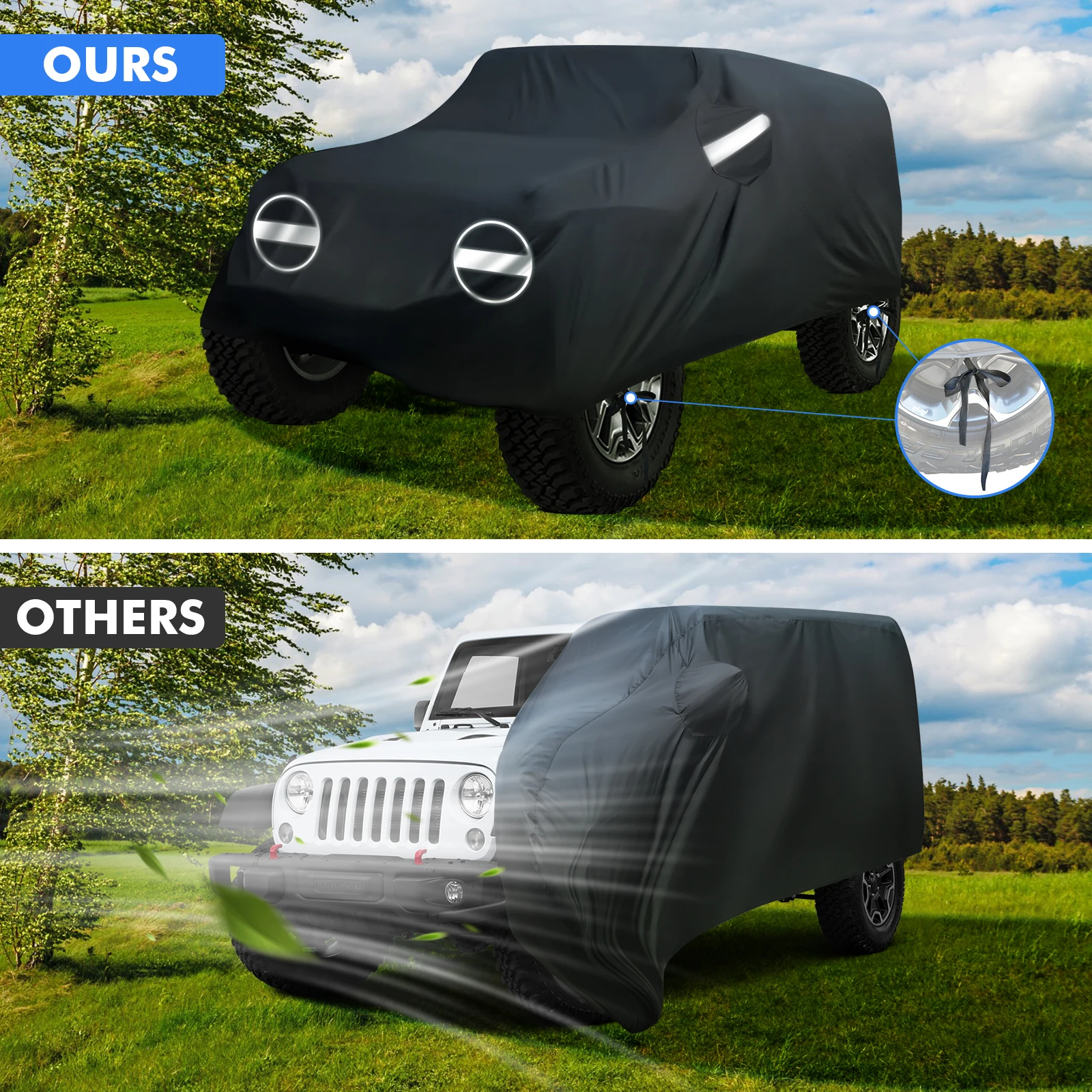 Car Covers Outdoor Protection 210D Full Exterior Snow Sun Rain Dust proof Auto SUV Cover For Jeep Wrangler Two/Four-door Version