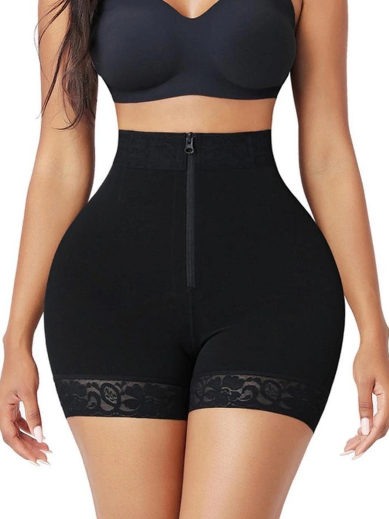 Women's Tummy Control Shapewear Shorts with Zipper Butt Lifting Body Shaper Underwear Thigh Slimmer for Slimmer Figure view 4