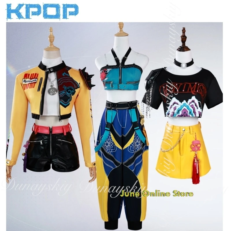 

KPop Demon Hunters Movie Zoey Rumi Mira Cosplay Three Characters With The Colorful Singing Costumes Cosplay Costume Full Of Suit