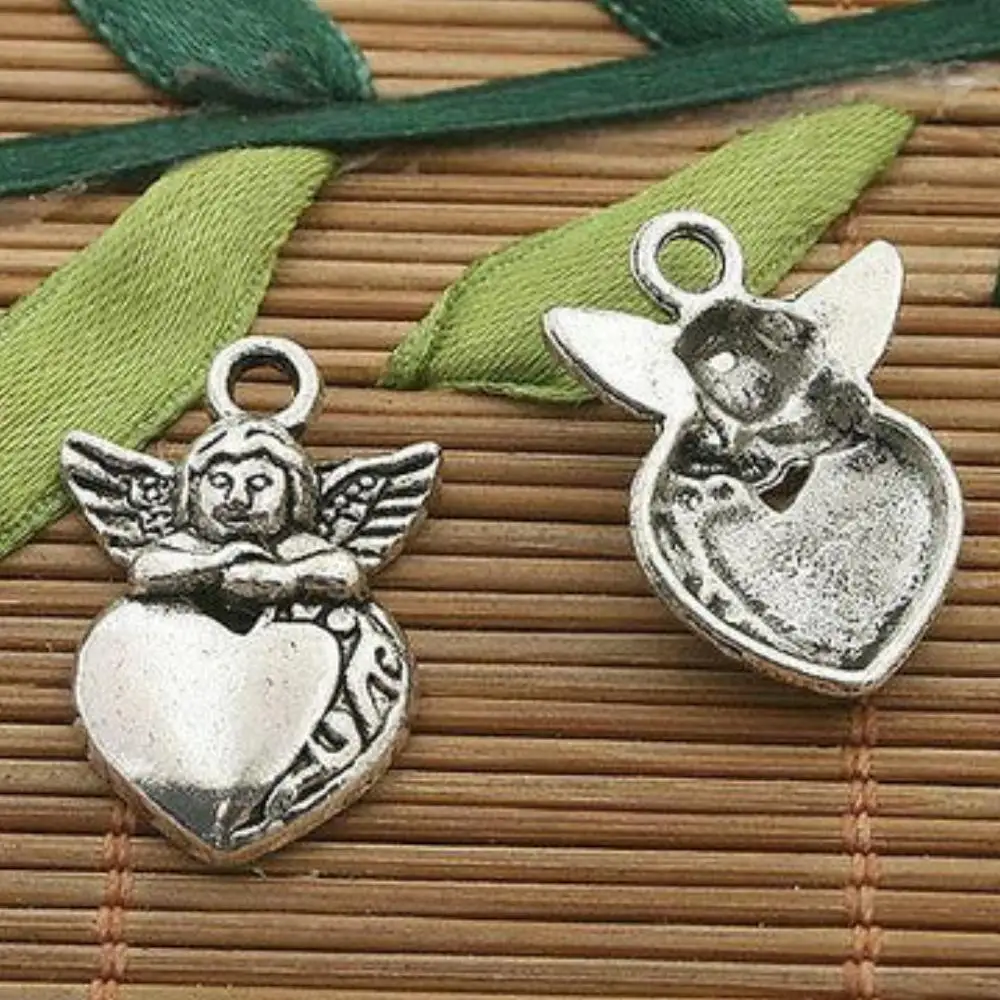 10PCS 24x17mm  heart angel charms h3283