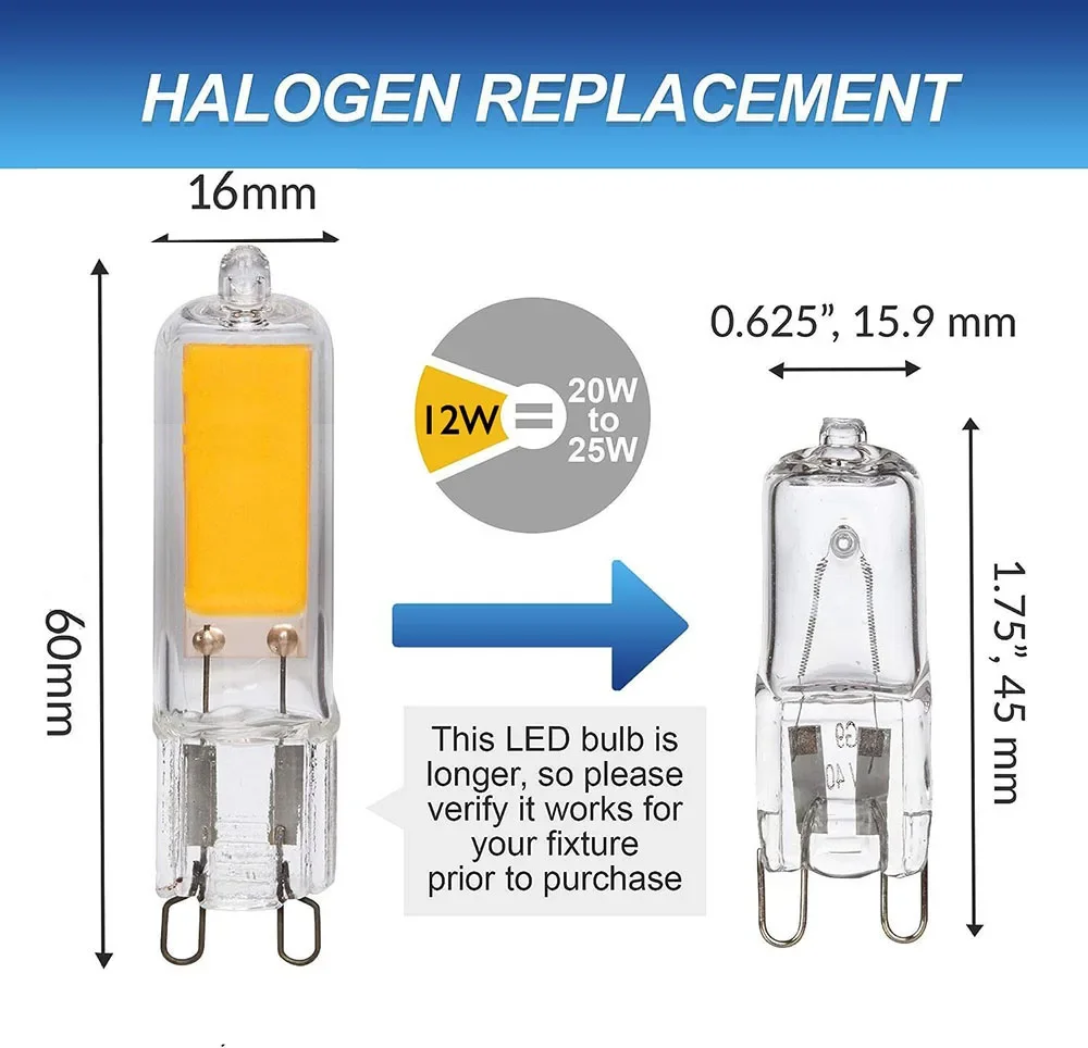 G9 Glass LED COB Bulb 12W 360 Beam Angle DC/AC 220V LED Corn Light for Chandelier Halogen Replacement LED lighting