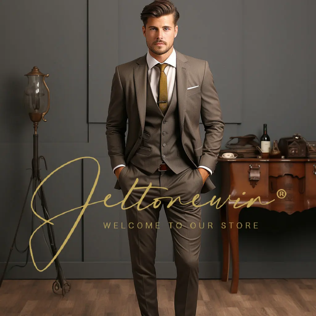 

3 Piece Men Suits for Wedding Party Business 2 Button Slim Fit Men Tuxedos (Blazer+Vest+Pants)Costume Homme Terno Masculinos