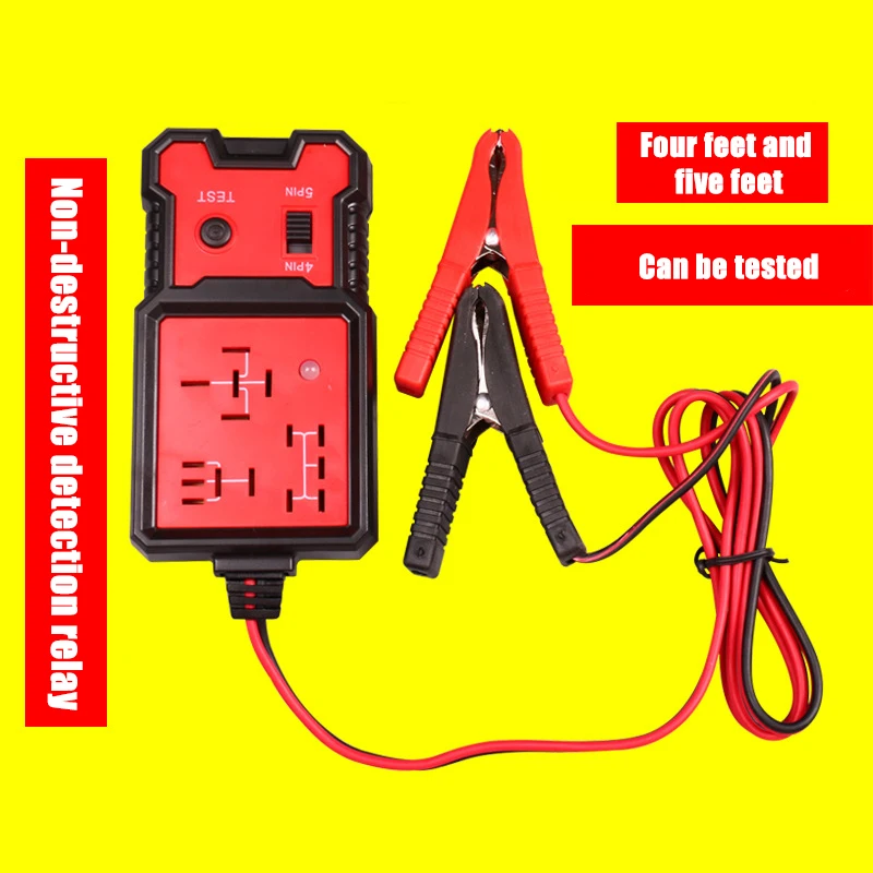 Auto Car Automotive Relay Tester For 12V 4pin And 5 Pin With Battery Clips