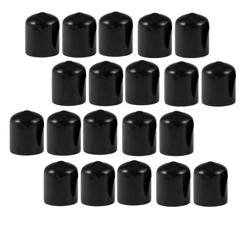

BMBY-40Pcs Rubber End Caps 19Mm ID PVC Round Tube Bolt Cap Cover Screw Thread Protectors Black