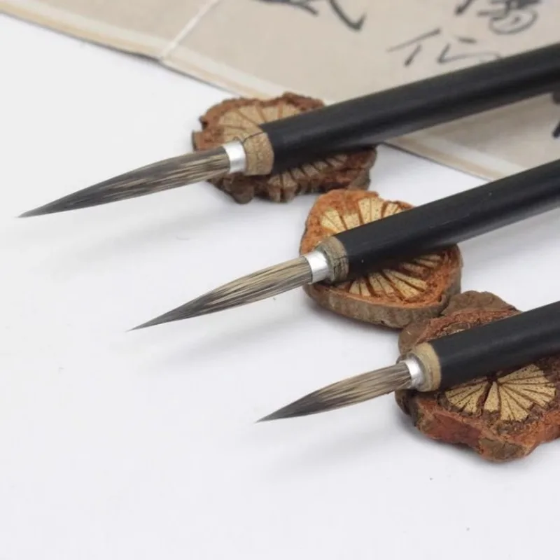 Handmade Stone Tube Line Drawing Brush Thin Tip Gongbi Calligraphy Tool Precision Paint Brush For Watercolor Ink Writing