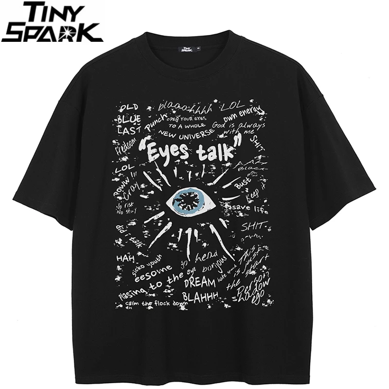 2024 T-Shirt Streetwear Auge Grafik T-Shirt Baumwolle Hipster Männer T-Shirt Unisex Tops T-Shirts schwarz Hip Hop