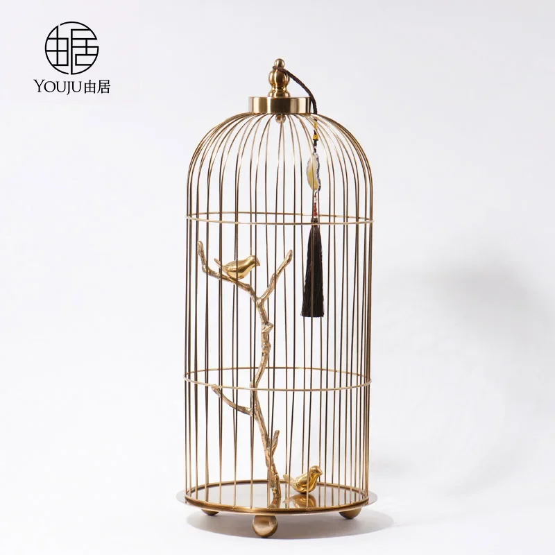 New Chinese Style Brass Branch Bird Cage Ornament Ornaments