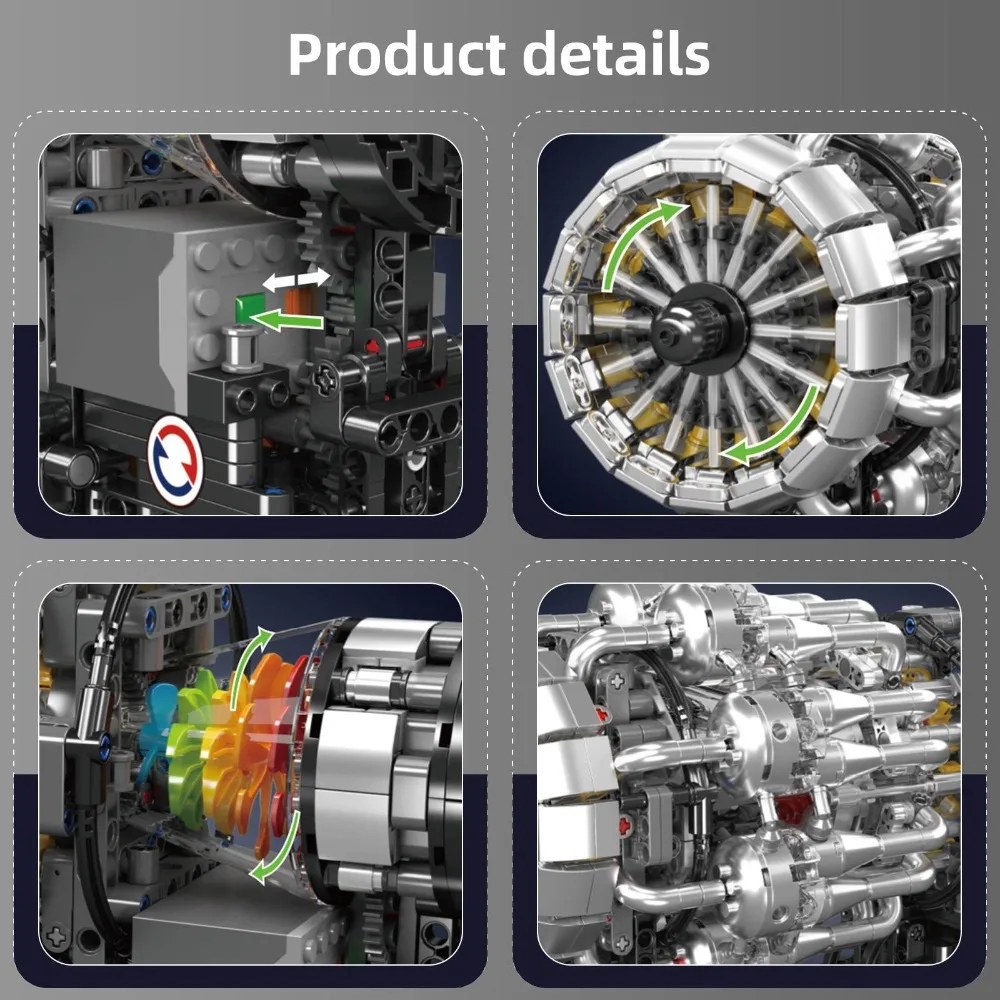 Mould King 10216 Kit di costruzione motore turbojet Modello di motore per auto motorizzato STEM Giocattolo educativo per bambini Adulti Regalo di Natale