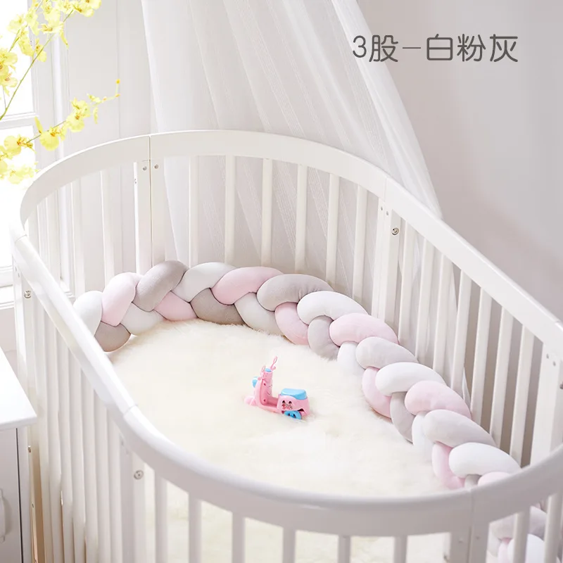 3M Baby Bed Bumper Long Knotted Three-strand Braided Crib Anti-collision Bed Surround Newborns Bumper Circumference Protector