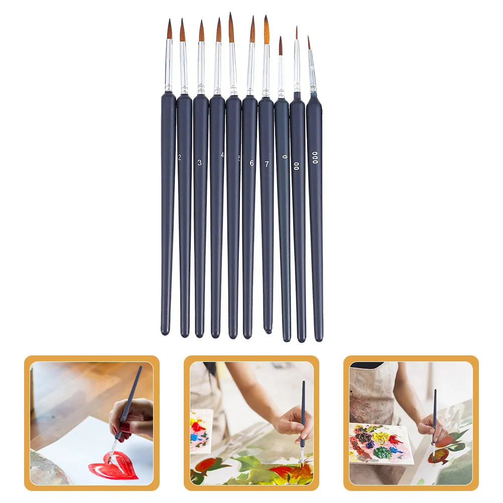 

10Pcs Multipurpose Fine Detail Paint Brush Set Liner Pens for Oil Painting Acrylic Tempera Nail Art Watercolor Drawing Art