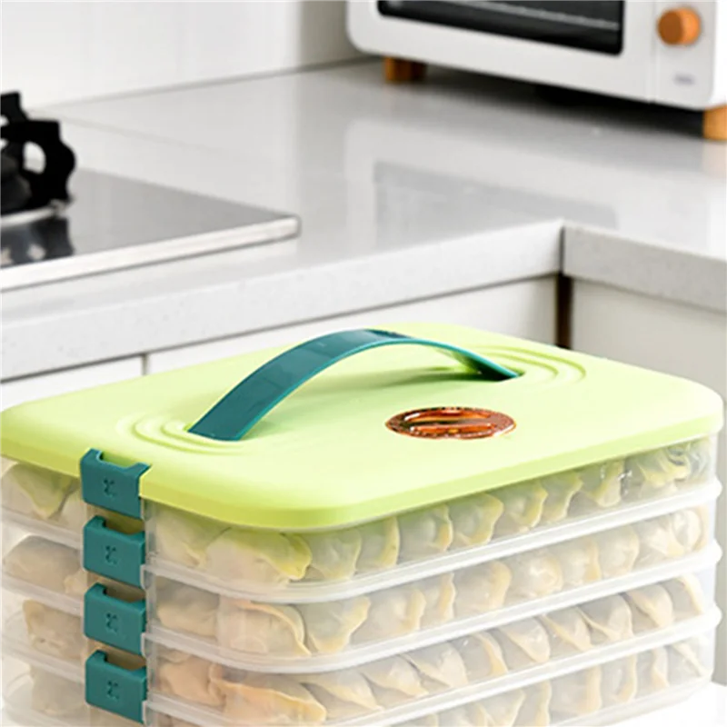 

ABWZ-8X Dumplings Box Storage Box Refrigerator Dumpling Freezing Multi-Layer Freeze Quick-Freeze Dumpling Box Green