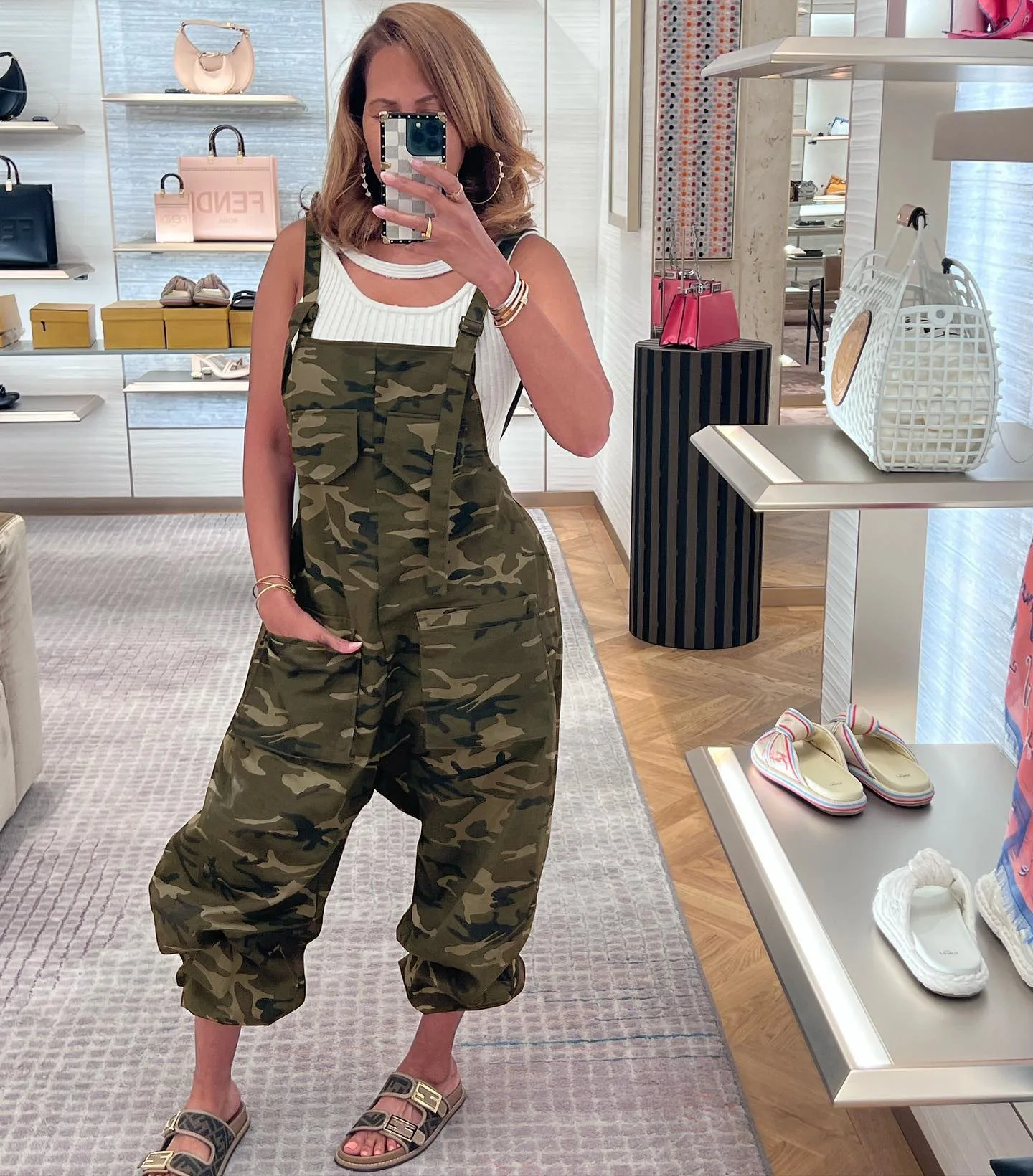 Fashion Retro Camouflage Denim Sleeveless Overalls Women's 2024 Spring Loose Casual Suspender Jumpsuit Streetwear Harem Pants