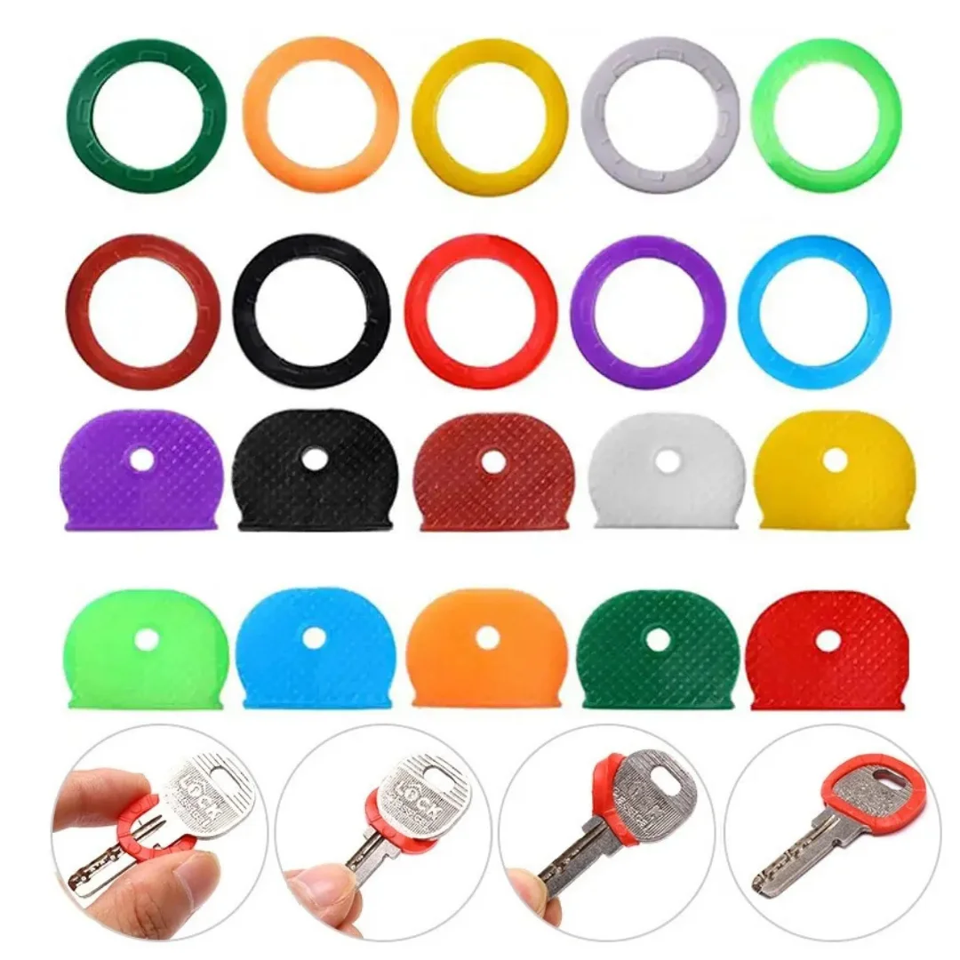 10/24/32pcs Color Key Sleeve Mixed Color Soft Silicone Elastic Key Cover Ring DIY Key Pendant Marking Distinguish The Key Cap