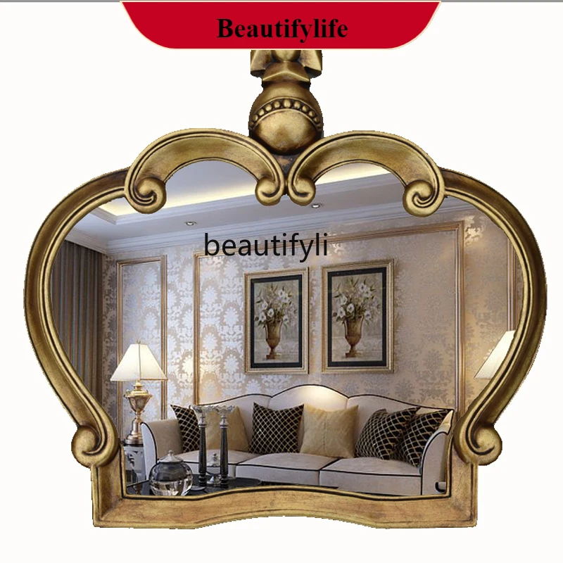 

F66 European-style American antique decoration, gold vanity mirror, bathroom mirror, waterproof bathroom mirror