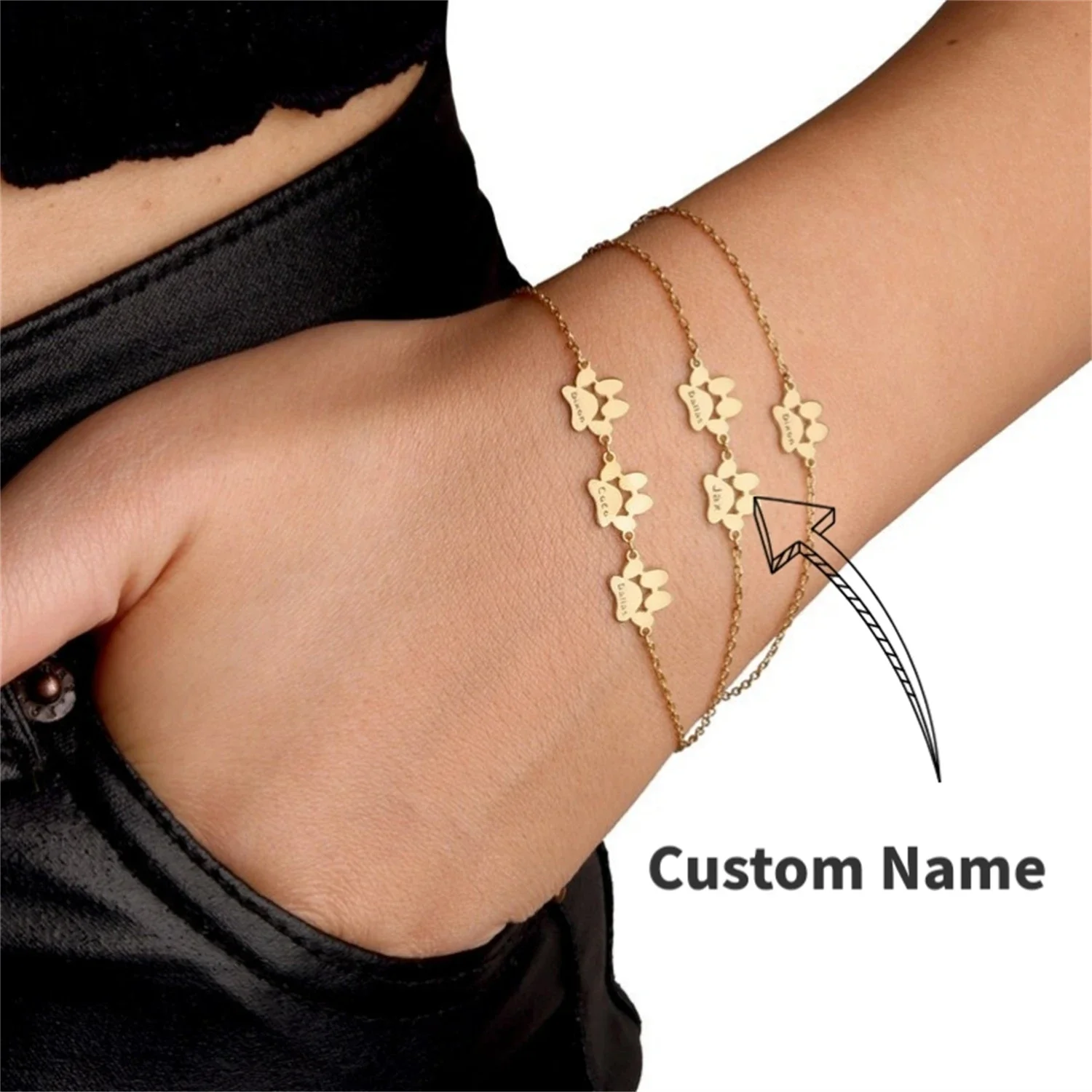 Personalized Name Customization Necklace Dog Claw Print Carved Name Necklace Festival Gift