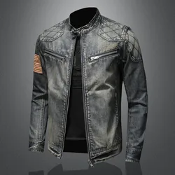 New Men's Retro Classic Denim Jacket Autumn Trendy Casual Versatile Streetwear High Street Handsome Cycling Wear Men's Clothing