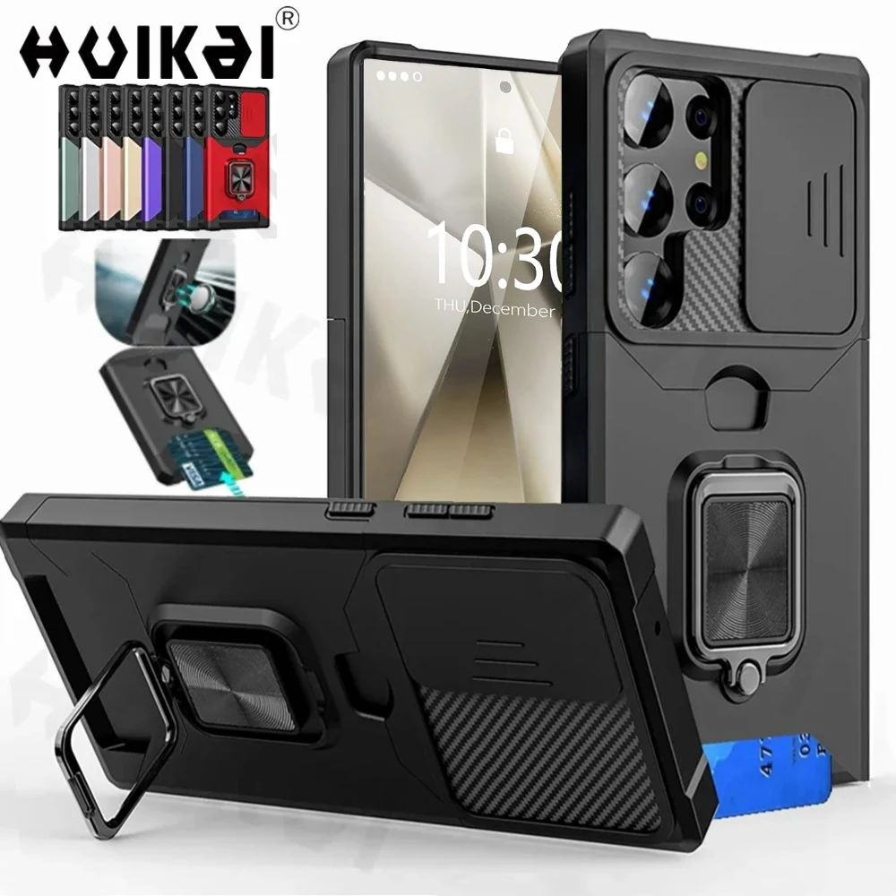 Wallet Card Case for Samsung S24 Ultra S23 S23 FE S22 Note 20 Ultra A15 A54 A34 A14 A53 Shockproof Heavy Duty Armor Style Covers