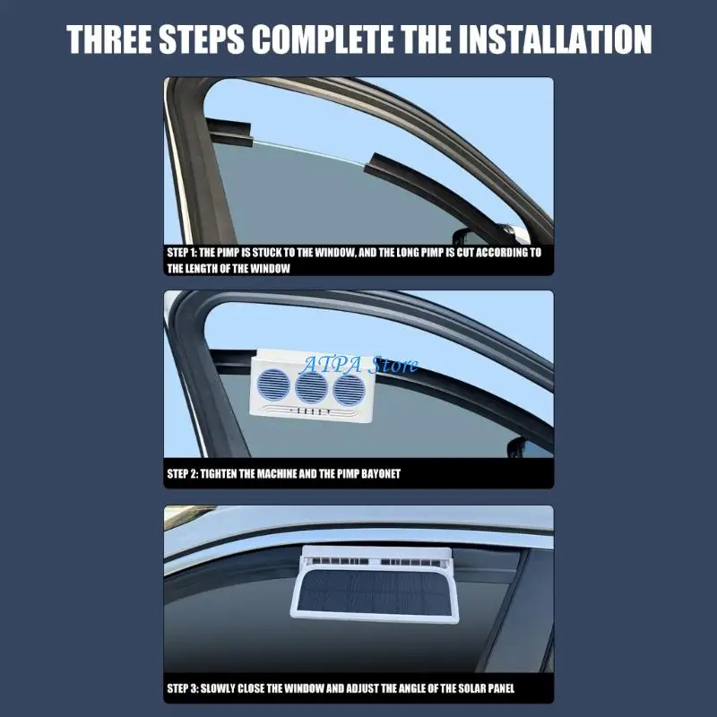 U13C Car Window Fan Solar Drive Ventilation Fan Cooling System For Clean Cabin Air