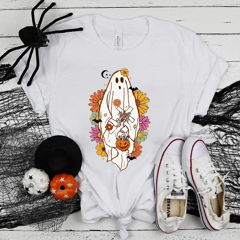 (T-shirt Premium) vendite calde magliette fantasma di Halloween T-shirt Harajuku con personalità a maniche corte estiva da donna (consegna veloce)